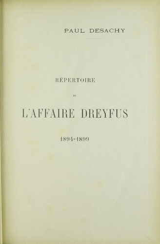 Repertoire de l'affaire Dreyfus 1894-1899